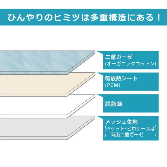 【2点セット】 冷感 ナガークール 敷きパッド ピローパッド シングルサイズ オーガニックコットン ベッド 枕 接触冷感 ひんやり(代引不可