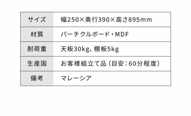 スタッキング すきま収納 25cm チェスト 隙間収納 キッチン収納 キッチンラック 幅25 食器棚 スタッキングできる ランドリーラック 白  (の通販はau PAY マーケット - リコメン堂インテリア館