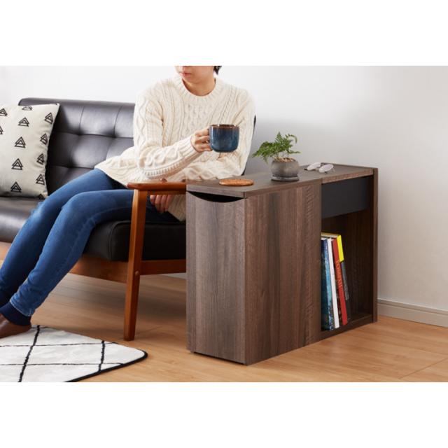木目調 ソファサイド 収納庫 サイドテーブル ナイトテーブル 脇机 袖机