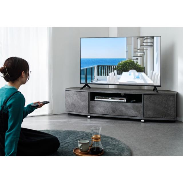 魅せる コーナーテレビ台 150cm 収納 耐荷重40kg 65V対応 ローボード テレビボード テレビラック TV台 TVボード ロータイプ モルタル調 ナチュラル 北欧 おしゃれ【送料無料】_2
