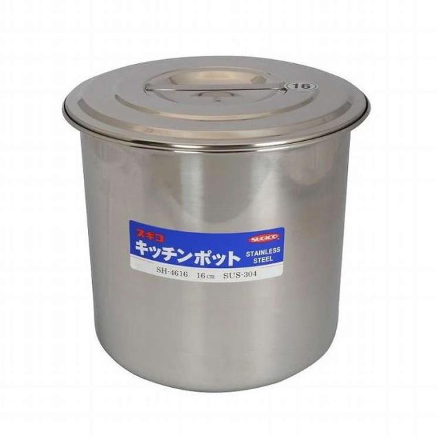 スギコ 18-8目盛付深型キッチンポット(手無) SH-4616 SA0668(代引不可)【送料無料】
