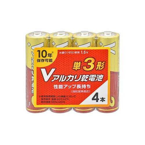 【4本パック×10セット】 オーム電機 Vアルカリ乾電池 単3形 08-4124 LR6VS4PX10