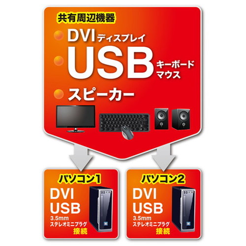 サンワサプライ パソコン自動切替器 2:1 SW-KVM2DUN(代引不可)【送料無料】_2