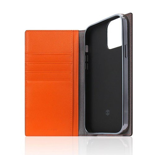 SLG Design Edition Calf Skin Leather Diary for iPhone 13 Pro 手帳型ケース オレンジ SD22131i13POR(代引不可)【送料無料】