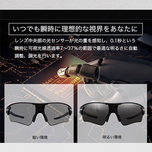 ウィキューダイレクト WICUE 0.1秒瞬間調光サングラス スポーツタイプ ブラック VR1901-BK(代引不可)【送料無料】_2