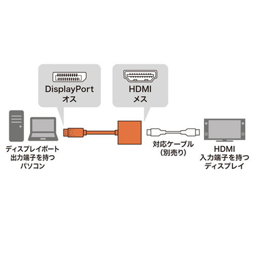 【5個セット】 サンワサプライ DisplayPort-HDMI変換アダプタ AD-DPHD04X5(代引不可)【送料無料】_2