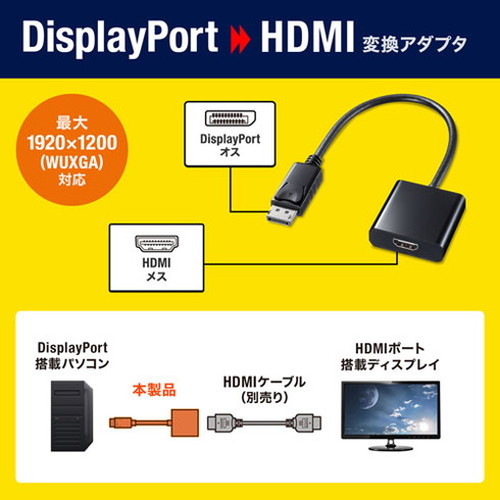 【5個セット】 サンワサプライ DisplayPort-HDMI変換アダプタ AD-DPHD04X5(代引不可)【送料無料】_3
