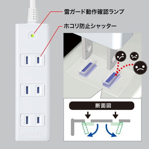 【5個仕かける】 サンワサプライ 雷かばい立て飲み口 TAP-SP2114MG-1WNX5(代引不可)【貨物輸送無料】