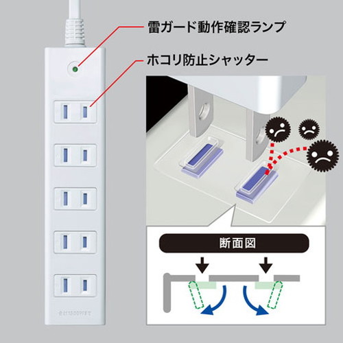 5個セット】 サンワサプライ 雷ガードタップ TAP-SP2116MG-3WNX5(代引 