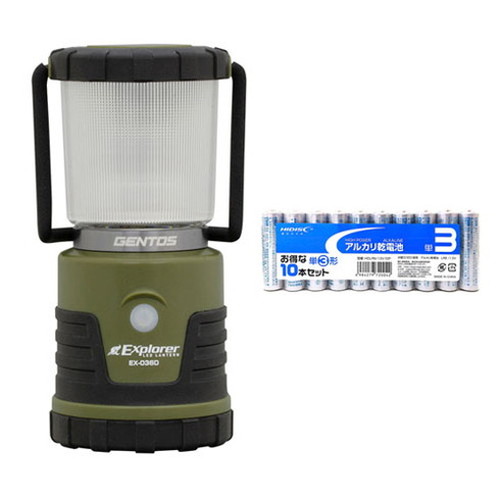 GENTOS 調色 調光機能搭載ランタン エクスプローラーランタン アルカリ乾電池 単3形10本パックセット EX-036D HDLR6 1 5V10P 家電 照明器具の照明器具(代引不可)【送料無料】