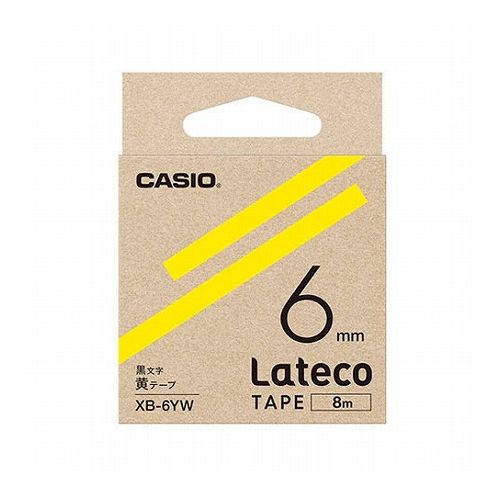 カシオ計算機 Lateco 詰め替え用テープ 6mm 黄テープ 黒文字 XB-6YW(代