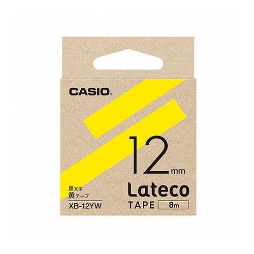 カシオ計算機 Lateco 詰め替え用テープ 12mm 黄テープ 黒文字 XB-12YW