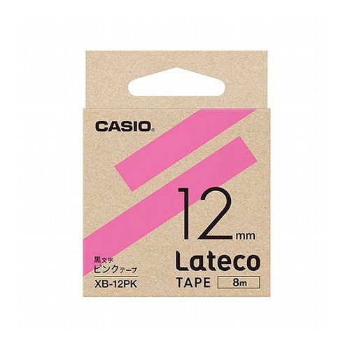 カシオ計算機 Lateco 詰め替え用テープ 12mm ピンクテープ黒文字 XB