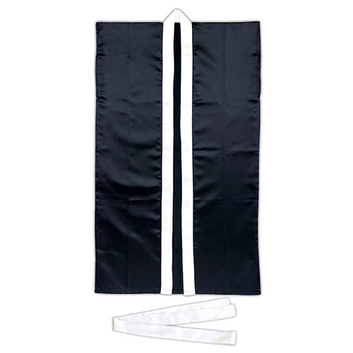 【10個セット】 ARTEC サテンロングハッピ黒(襟銀)L ハチマキ銀付 ATC3153X10(代引不可)【送料無料】