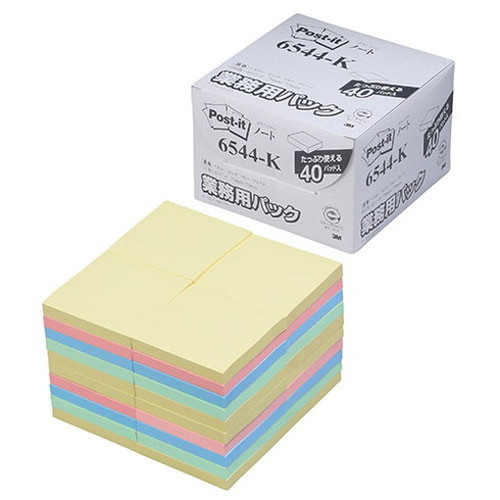 3M Post-it ポストイット ノート 業務用パック 4色混色 3M-6544-K(代引不可)【送料無料】