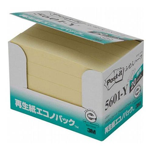 【5個セット】 3M Post-it ポストイット 再生紙エコノパック ふせんハーフ 3M-5601-YX5(代引不可)【送料無料】