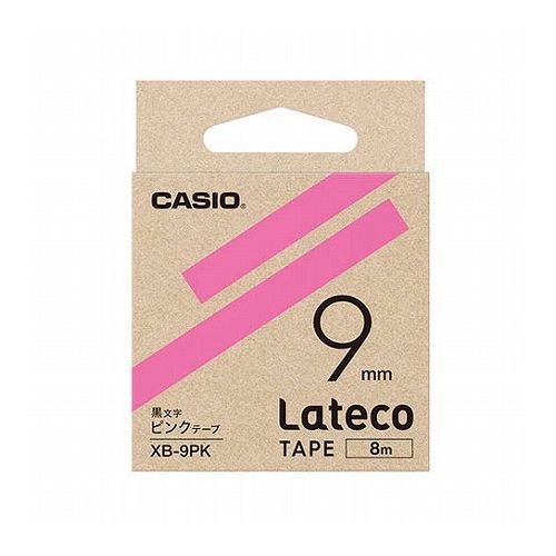 カシオ計算機 Lateco 詰め替え用テープ 9mm ピンクテープ 黒文字 XB