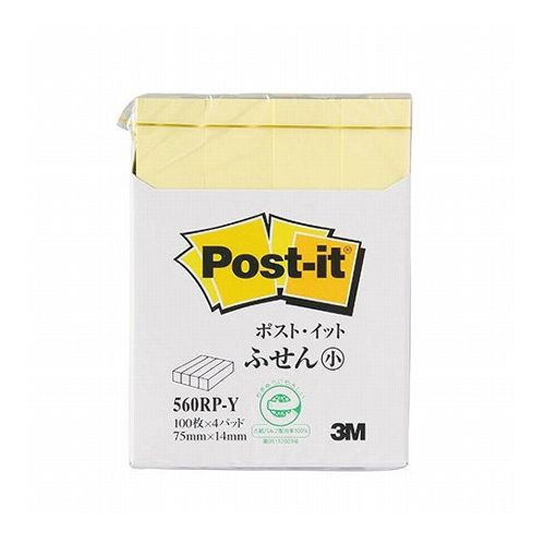 【10個セット】 3M Post-it ポストイット 再生紙 ふせん小 イエロー 3M-560RP-YX10(代引不可)の通販は