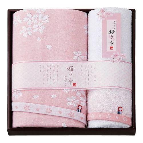今治タオル 桜おり布 バスタオル&フェイスタオル B9116135 雑貨 ホビー インテリア 雑貨 雑貨品(代引不可)