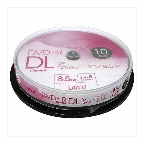 200枚セット(10枚X20個) Lazos データ用DVD+R DL L-DDL10PX20 パソコン ドライブ DVDメディア(代引不可)【送料無料】