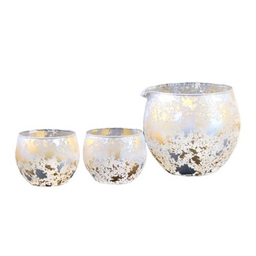 ウチキ 喜箔グラス 一合 酒器セット 金箔・銀箔を使った石川県・山中漆器由来の伝統工芸品 KH-014 キッチン雑貨(代引不可)【送料無料】
