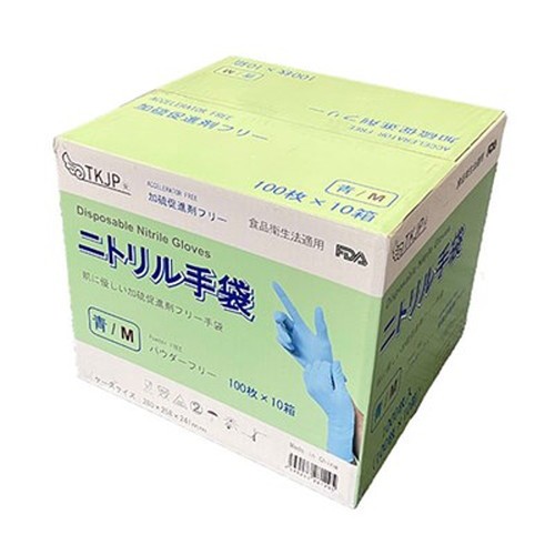 TKJP ニトリル手袋 肌に優しい・加硫促進剤不使用・食品衛生法適合 ブルー Mサイズ 1000枚 1ケース glove004-1000-m 衛生用品(代引不可)【送料無料】の通販は