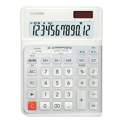 CASIO 人間工学電卓 デスクサイズ12桁 DE-12D-WE-N オフィス用品(代引不可)【送料無料】