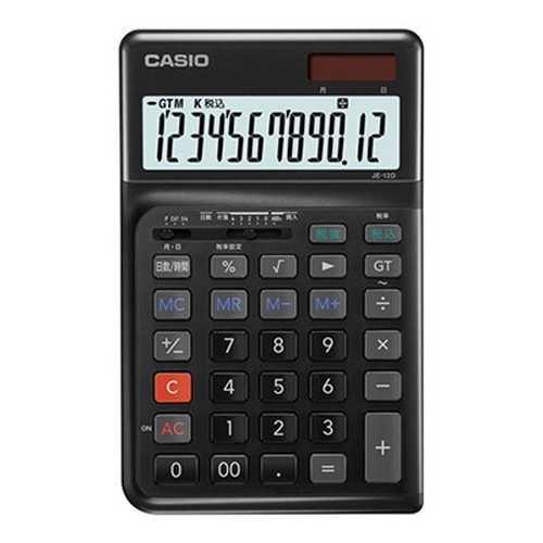 CASIO 人間工学電卓 ジャストサイズ12桁 ブラック JE-12D-BK-N オフィス用品(代引不可)【送料無料】