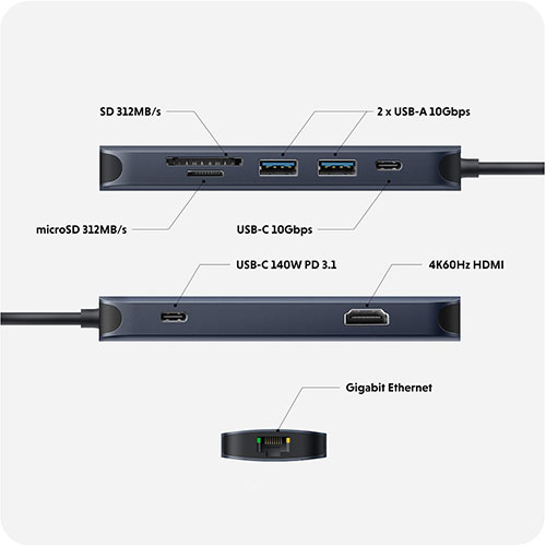 HYPER ハイパー HyperDrive Next 8 Port USB-C ハブ HP-HD4004GL パソコン周辺機器(代引不可)【送料無料】_1