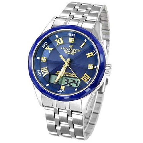 J.HARRISON 光発電・電波式腕時計 3石天然ダイヤモンド付・パーペチュアルセラミックベルトスライド式 JH-071NV 雑貨(代引不可)【送料無料】の通販は 11,419円