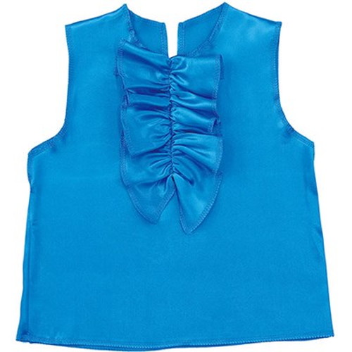 【10個セット】 ARTEC ソフトサテンシャツ 前フリル ブルー ATC18326X10 キッズ 子供用品(代引不可)【送料無料】の通販は