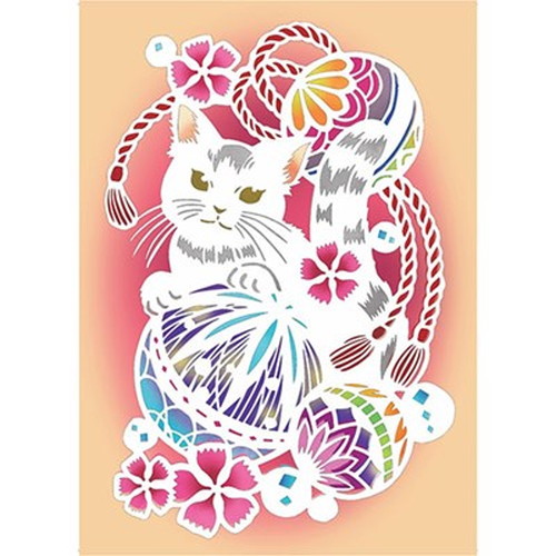 【5セット】 トラストプリンティング 切り絵キット 猫と鞠-A4white-H ハンドメイドペーパーカット WA4-H03X5 ホビー(代引不可)【送料無料】