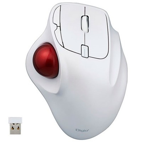 Digio デジオ スタンダード 無線5ボタン光学式親指トラックボール ホワイト MUS-TRIF175W パソコン周辺機器(代引不可)【送料無料】