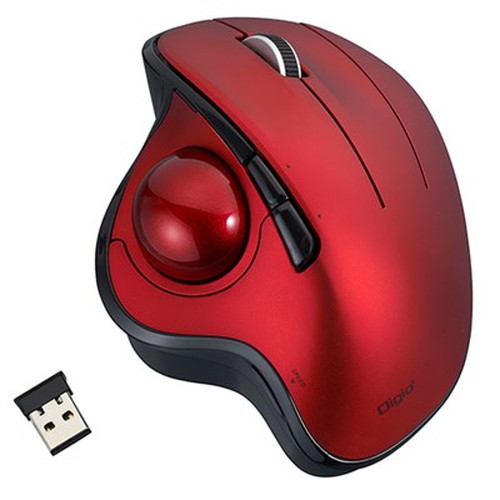 Digio デジオ 角度可変スタンド付き 無線 親指5ボタン光学式トラックボール レッド MUS-TRIF180R パソコン周辺機器(代引不可)【送料無料】の通販は 7,601円