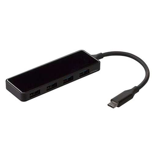 ナカバヤシ USB3.2Gen1Type-C4P変換ガラスハブ ブラック UH-C3234BK パソコン周辺機器(代引不可)【送料無料】