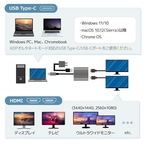 ラトックシステム USB Type-C to デュアルHDMIディスプレイアダプター PD対応 RS-UCHD2-PD 映像関連(代引不可)【送料無料】_2