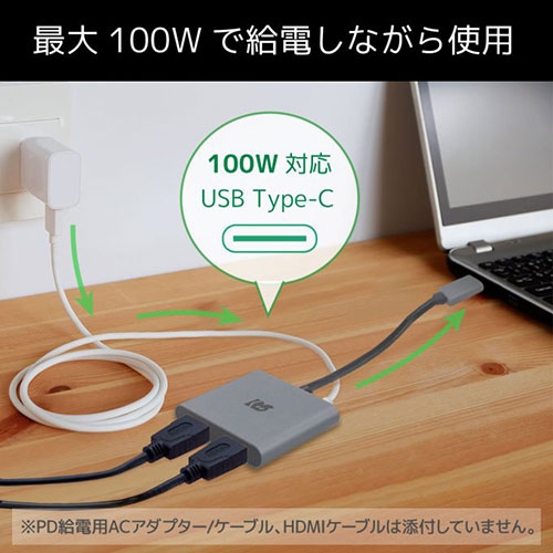 ラトックシステム USB Type-C to デュアルHDMIディスプレイアダプター PD対応 RS-UCHD2-PD 映像関連(代引不可)【送料無料】_3