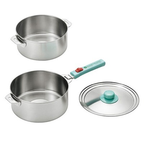 よこやま 燕熟の技 クワトロ ステンレス鍋18cm&amp;20cm 着脱ハンドル 兼用蓋付き EJQ-1000 キッチン雑貨(代引不可)【送料無料】