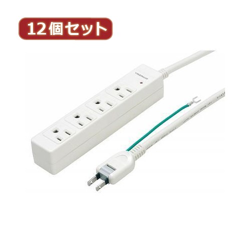 YAZAWA 【12個セット】 3Pマグネットタップ Y02JKP402WHX12 家電 生活家電 OAタップ【送料無料】