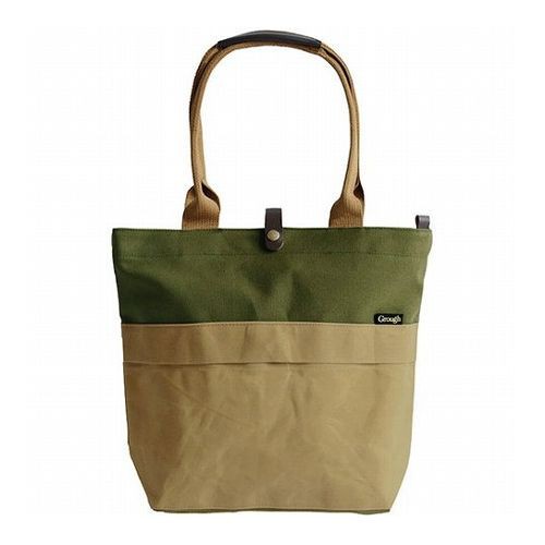 そだてる帆布Grough パラフィン加工帆布×レザー トートバッグ ベージュ×カーキ 本体36(底面25)×10×30cm C6042637(代引不可)【送料無料】