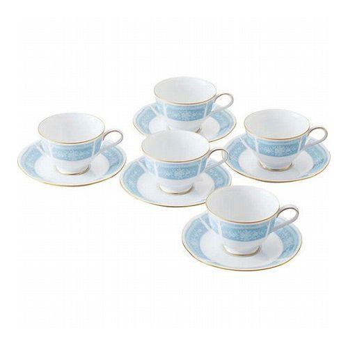 ノリタケ レースウッドゴールド ティー・コーヒー碗皿5客セット カップφ9.2×6.5cm、ソーサーφ15.1×2.3cm C6091585(代引不可)【送料無料】
