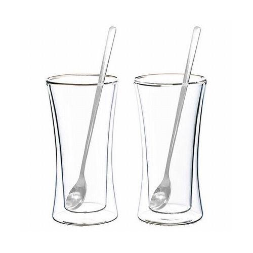 ウェルナーマイスター 耐熱二重ガラスタンブラー&ロングスプーンペアセット タンブラー約330ml/約φ80×150mm・ロングスプーン×各2 22509506(代引不可)【送料無料】