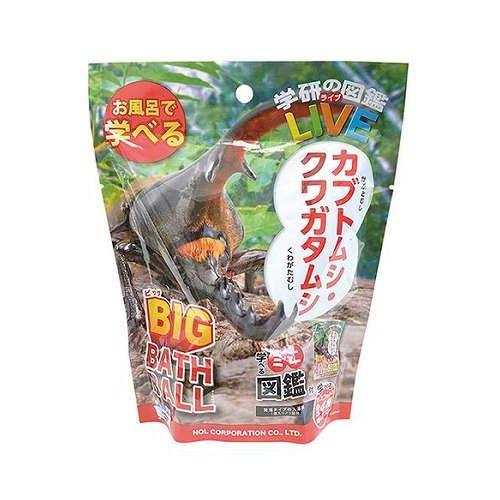 【1ケース(12個入)】 ノルコーポレーション バスボール 発泡タイプの入浴剤 学研の図鑑ライブ カブトムシ・クワガタ BIG GKN0801X12【送料無料】