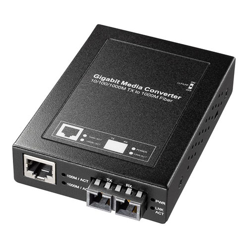 サンワサプライ 光メディアコンバータ ギガビット対応 ブリッジ マルチモード ブラック LAN-EC212CB(代引不可)【送料無料】