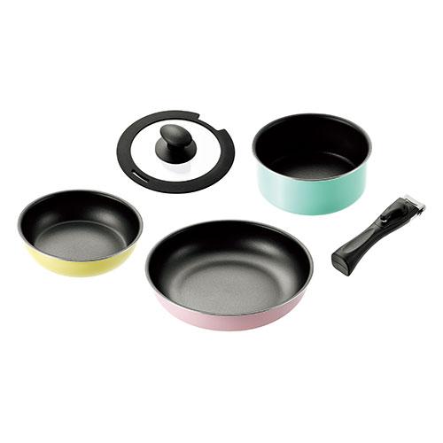 コロセレ キッチンウェア5点セット(フライパン20cm・26cm、クックポット18cm、ガラス蓋18cm、着脱式ハンドル) CSS-75(代引不可)【送料無料】