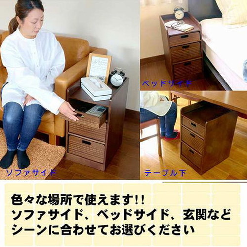 オスマック 天然木桐材の軽量トレイワゴン幅30cm 3段 ブラウン TRW-304056BR(代引不可)【送料無料】_2