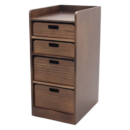 オスマック 天然木桐材の軽量トレイワゴン幅30cm 4段 ブラウン TRW-304066BR(代引不可)【送料無料】