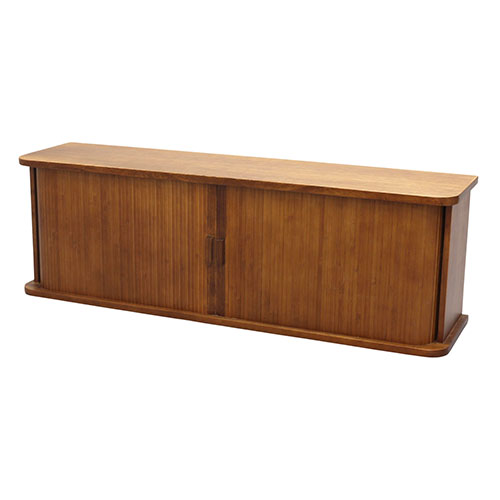 オスマック 天然木桐製カウンター上収納庫 竹製ジャバラ扉式 幅90cm ハイ ダークブラウン KTX-9029DB(代引不可)【送料無料】