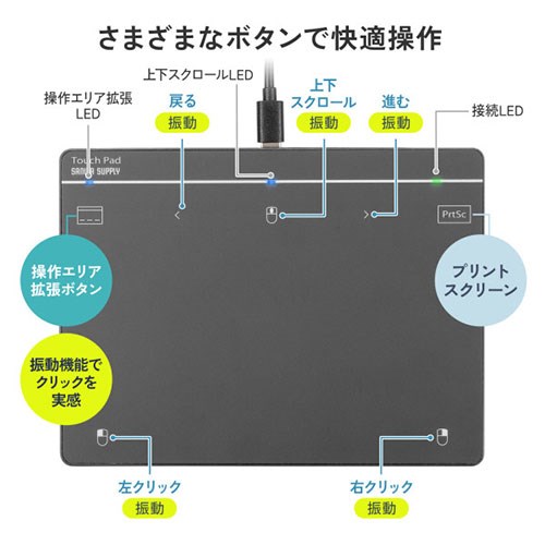 サンワサプライ 有線タッチパッド 大型7インチ スムーズで快適な操作 MA-PY521LGM(代引不可)【送料無料】