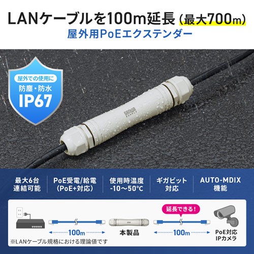 サンワサプライ PoEエクステンダー 防塵 防水対応 LAN-EXPOE4(代引不可)【送料無料】_1